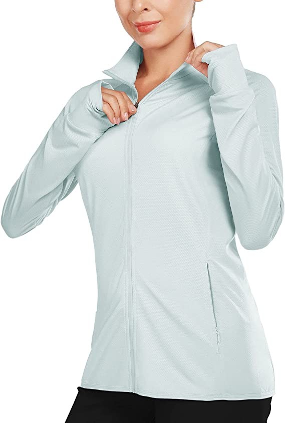 BALEAF Women's Long Sleeve Shirts UPF 50+ Sun Protection Full Zip Athletic Jackets Running Lightweight Zipper Pockets